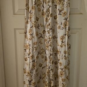 #226 Hippie Rose Floral Maxi Skirt - Cream and Brown